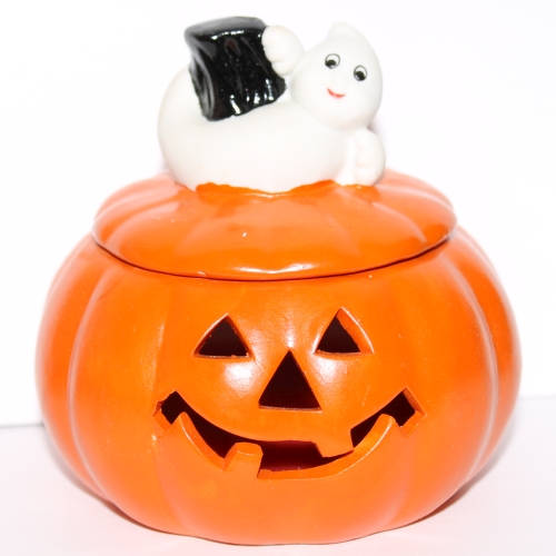 Pumpkin with Ghost Candle Holder