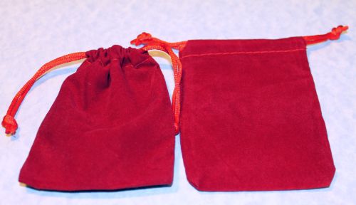 3x4 Red Velour Drawstring Bag