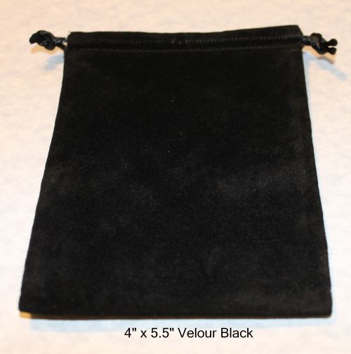 4x5.5 Black Velour Drawstring Bag