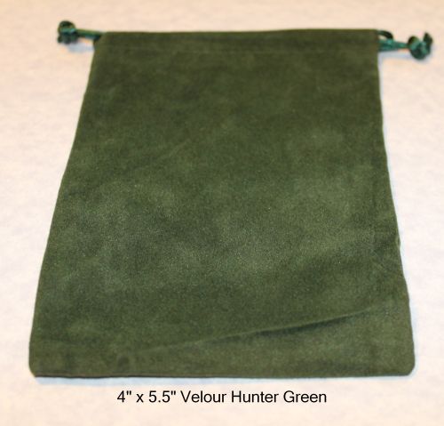 4x5.5 Green Velour Drawstring Bag