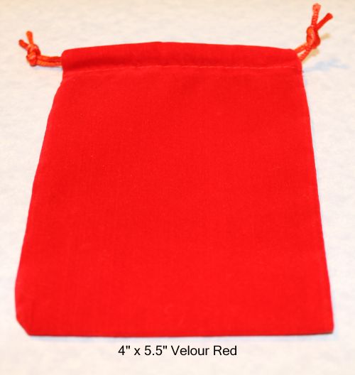 4x5.5 Red Velour Drawstring Bag