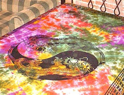 Twin Dragon Tie Dye Tapestry 72x108 in