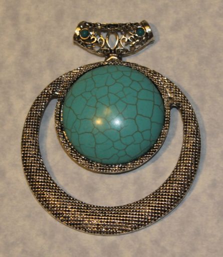 Moon Turquoise Tibetan Silver Pendant
