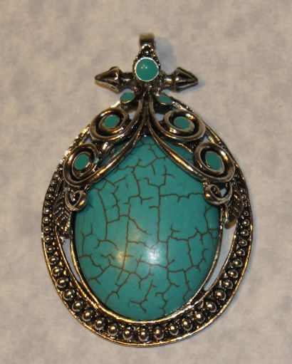 Turquoise Spiral Oval Tibetan Silver