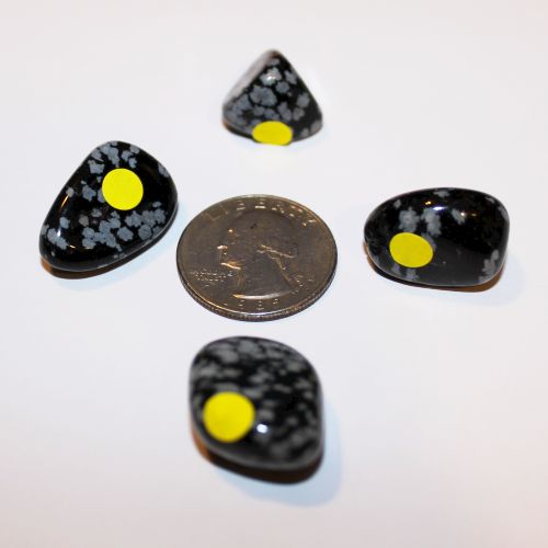 Obsidian Snowflake Tumbled - 1 Small (Yellow Dot)