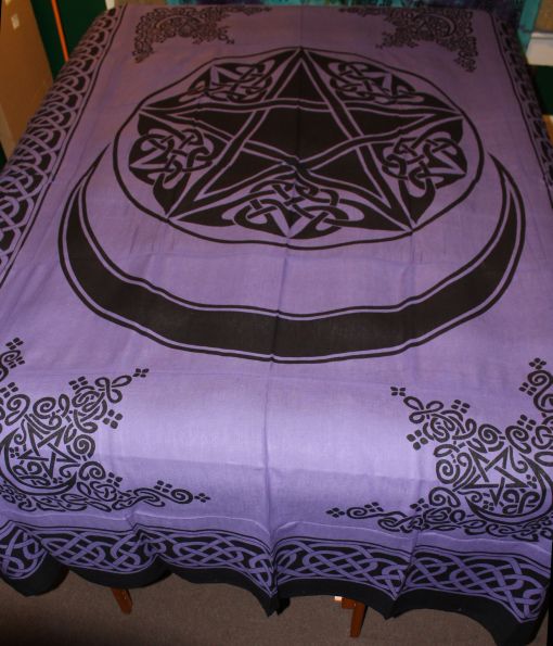 Pentacle with Moon Purple Tapestry 72x108 in