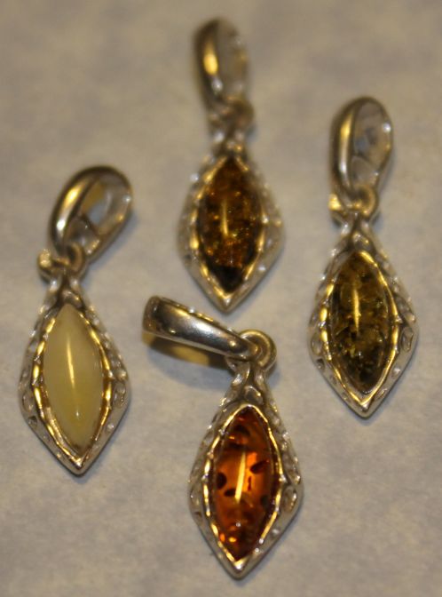 Amber Diamond Shape (Assorted color), (Sterling)