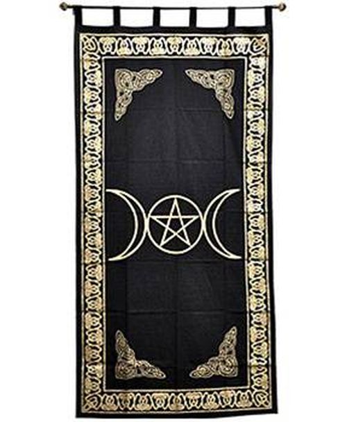Curtain Triple Moon Gold and Black 44inx88in