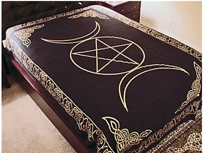 Triple Moon Pentacle Gold Tapestry 72x108 in