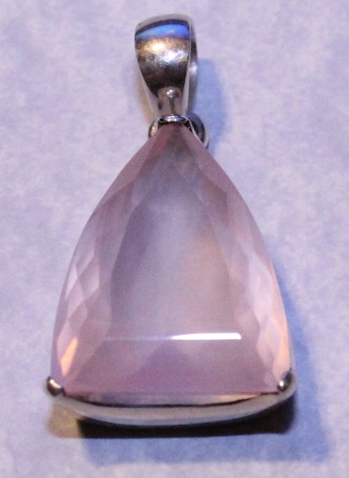 Rose Quartz Faceted Triangle (Sterling)