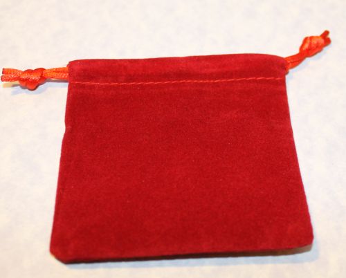 3x3 Red Velour Drawstring Bag