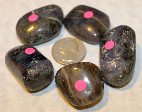 Iolite Tumbled - 3 Large (Pink Dot)