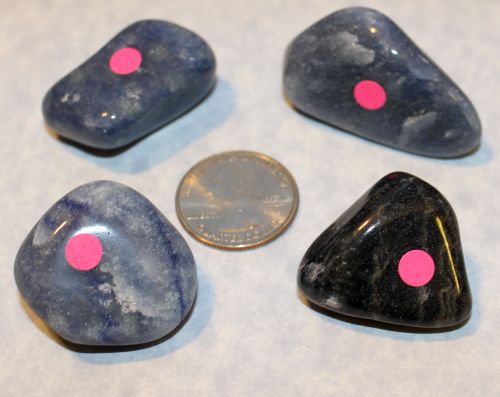Aventurine Blue Tumbled - 3 Large (Pink Dot)