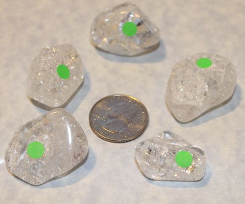 Quartz Crackle Tumbled - 2 Medium (Green Dot)