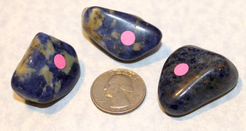 Sodalite Tumbled - 3 Large (Pink Dot)