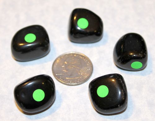 Obsidian Black Tumbled - 2 Medium (Green Dot)