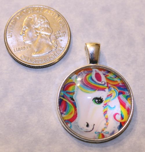 Rainbow Unicorn Pendant with Tibetan Silver 18 in chain