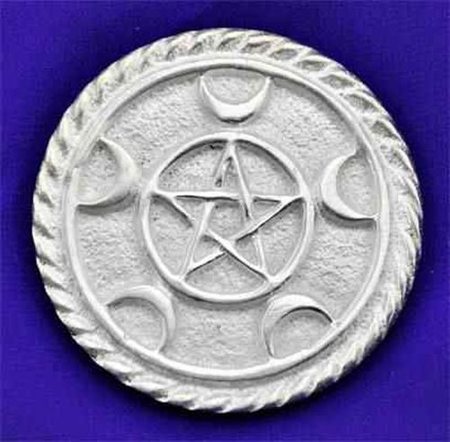 Altar Tile Moon Pentacle 3 inch Silverplated