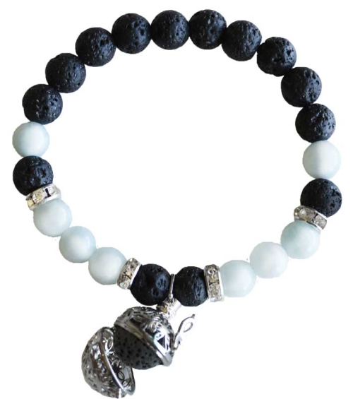 Aquamarine and Lava Stone Bracelet