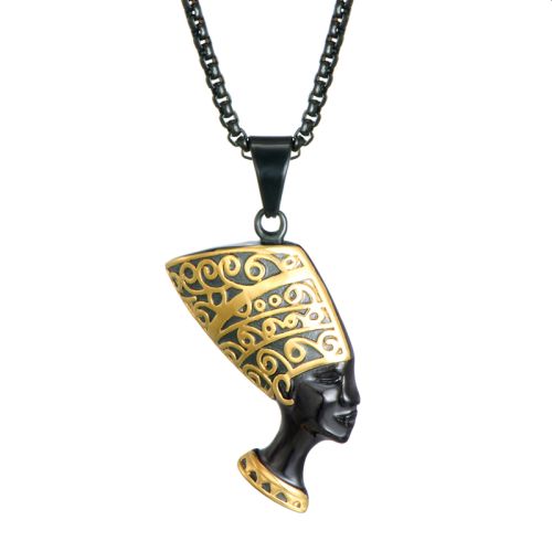 Queen Nefertiti Pendant 23 inch Steel Chain
