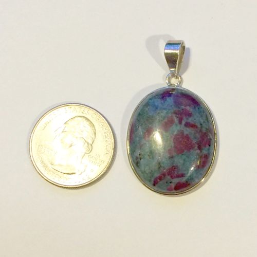 Sapphire with Ruby Oval Pendant (Sterling)