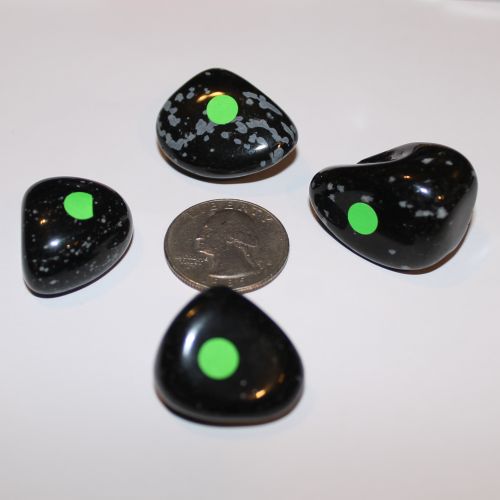 Obsidian Snowflake Tumbled - 2 Medium (Green Dot)