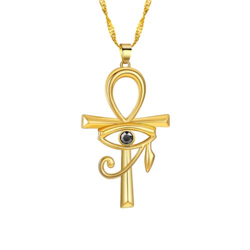 Eye of Horus Anhk Protection Charm with CZ Gold Tone