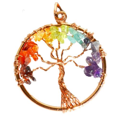 Tree of Life 1.5 in 7 Chakra Copper Tone