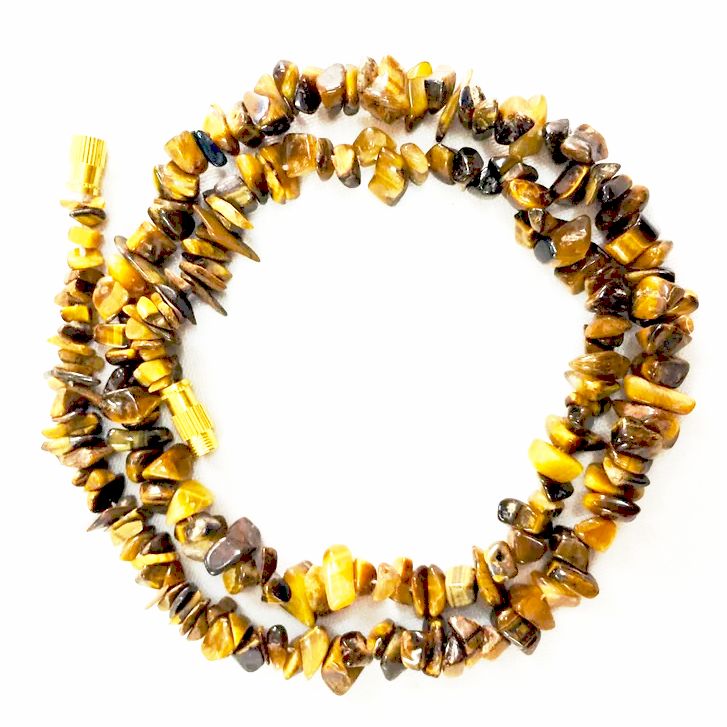 Tiger Eye Gold Chip Necklace with Fastener 17 in