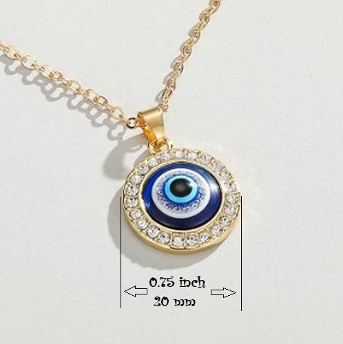 Evil Eye Protection Necklace 20 in Gold Tone