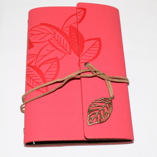 Leaf Journal Red Leather 6.5 in x 4.3 in