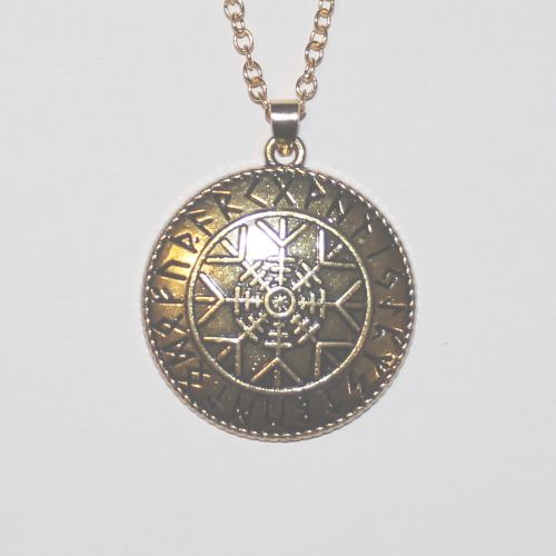 Helm of Awe Necklace Gold Tone Stainless Steel w/Chain