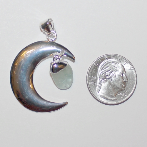 Aquamarine Inside Cresent Moon Silver Plated