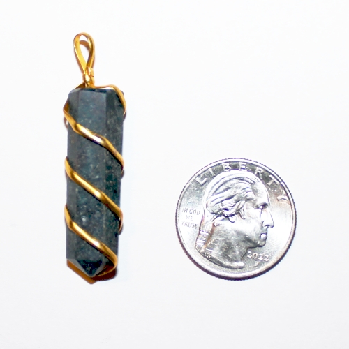 Ruby in Kyanite Single Terminated Wire Wrap Gold Tone