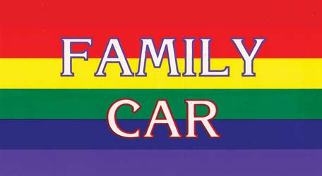 Family Car with rainbow flag