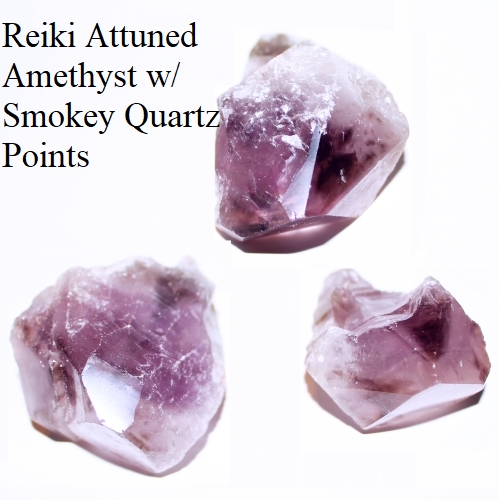 Amethyst w/ Smoky Quartz Point Reiki Attuned Per Gram