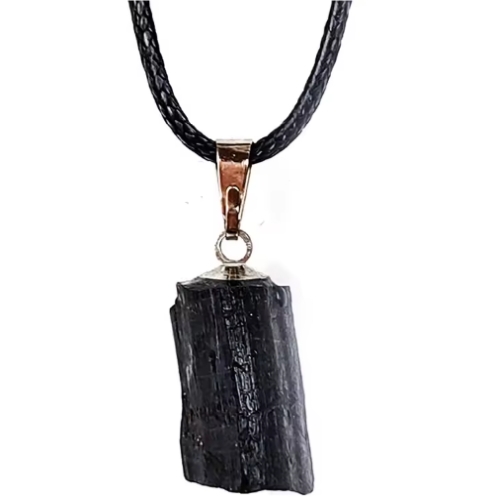 Tourmaline Black Untumbled with 18 to 20 inch cord