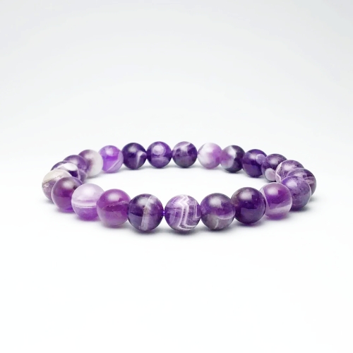 Amethyst Chevron 8mm Bead Stretch Bracelet